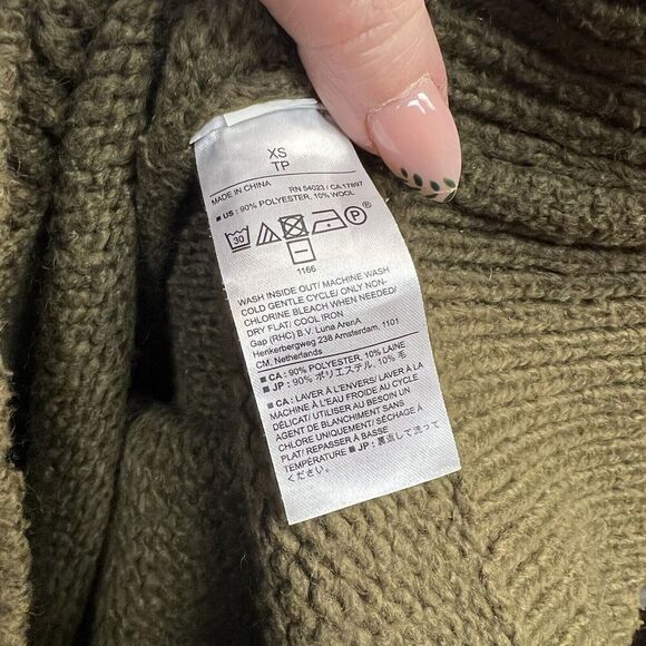 Banana Republic Chunky Cowl-Neck Cropped Sweater In Olive Size XS - Picture 5 of 5